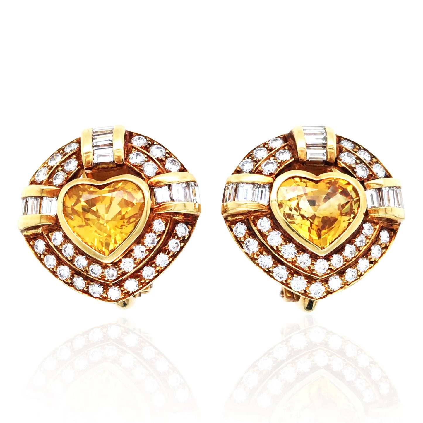 Bvlgari, 18K Gold Yellow Sapphire Diamond Earrings Bvlgari