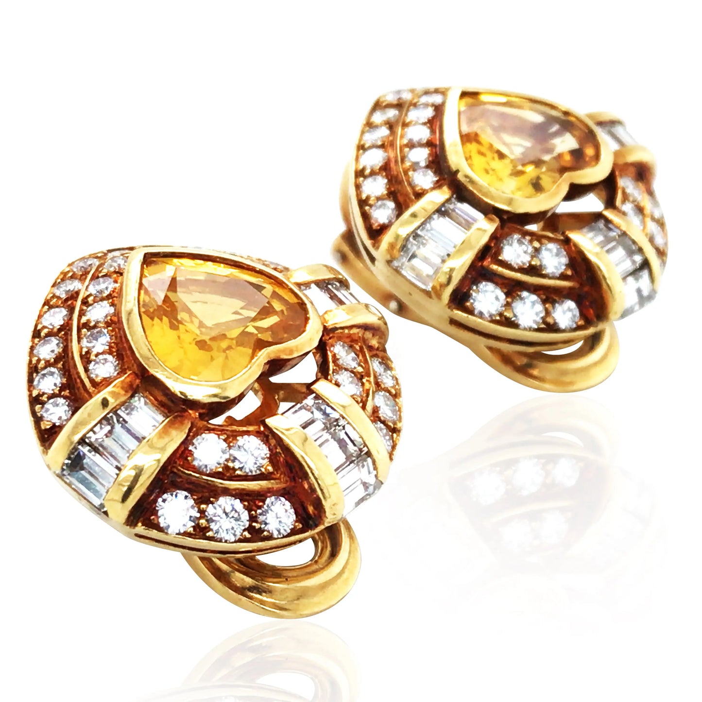 Bvlgari, 18K Gold Yellow Sapphire Diamond Earrings Bvlgari
