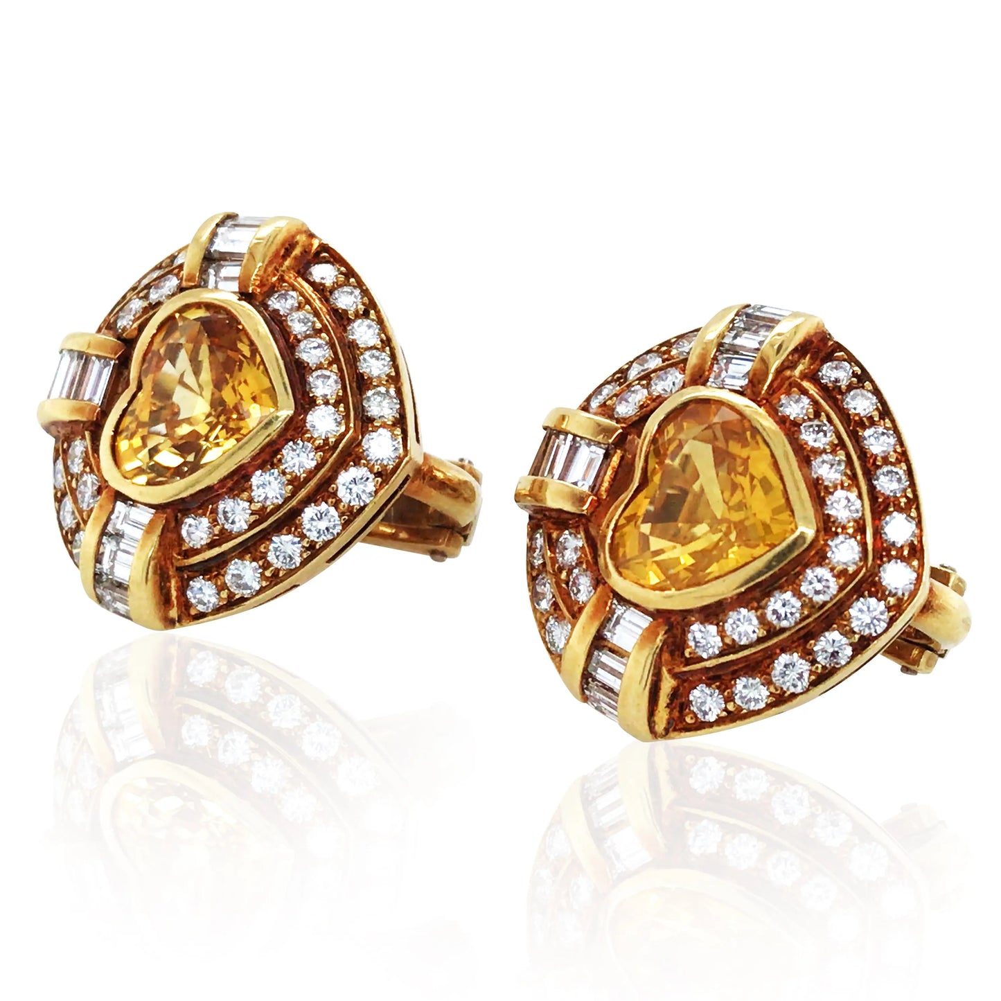 Bvlgari, 18K Gold Yellow Sapphire Diamond Earrings Bvlgari