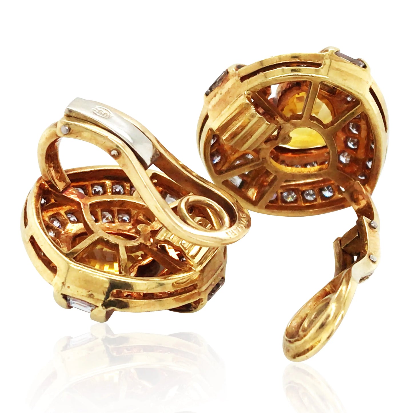 Bvlgari, 18K Gold Yellow Sapphire Diamond Earrings Bvlgari