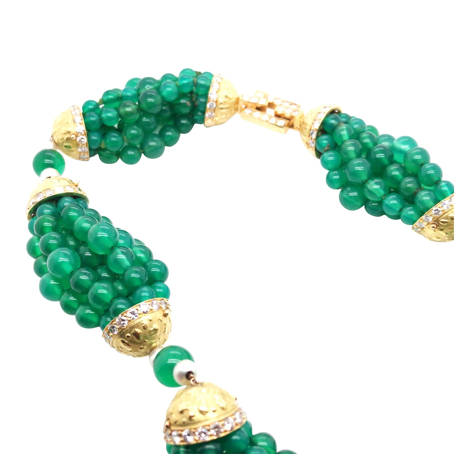 Cartier, 18K Gold Chrysoprase Bead Coral Diamond Pearl Pendant Necklace Cartier
