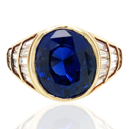 Van Cleef & Arpels, 18K Gold 7.008ct Burma no-heat Sapphire Diamond Ring, SSEF, Gubelin VCA
