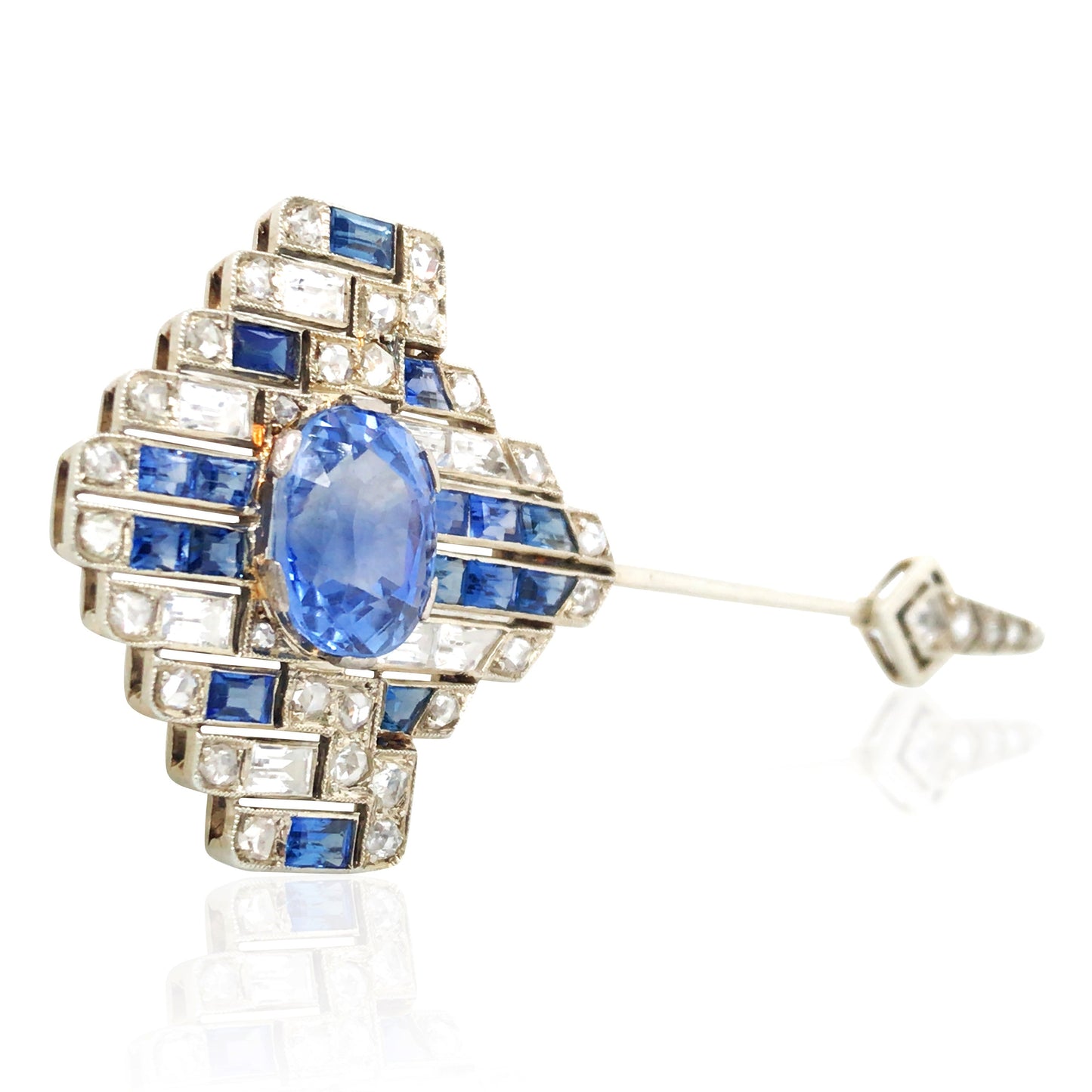 Cartier, Sapphire Diamond Jabot Brooch, GIA Cartier