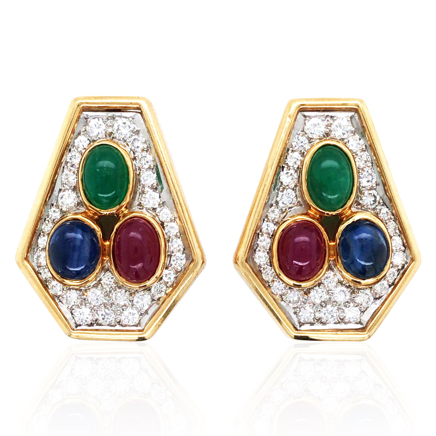 Cartier, 18K Gold Gemstone Diamond Earrings Cartier
