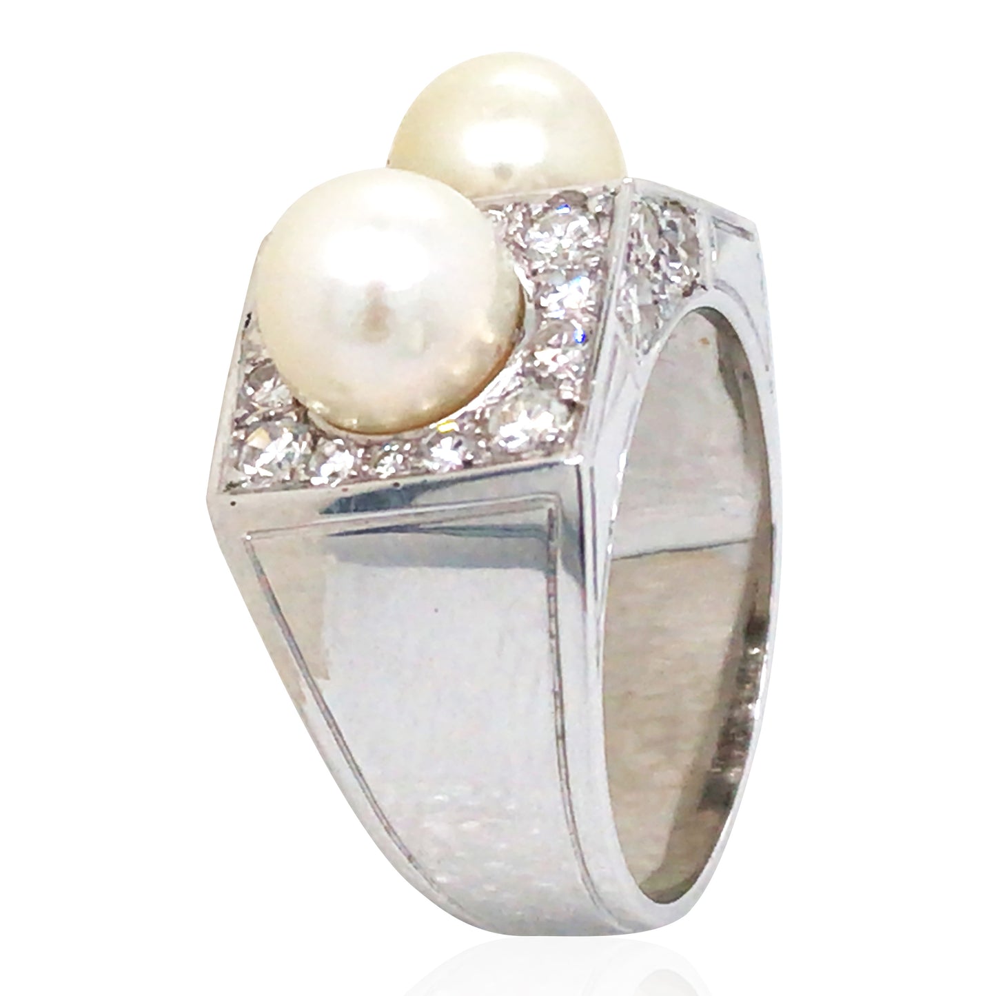 18K Gold Natural Pearl Diamond Ring, LFG