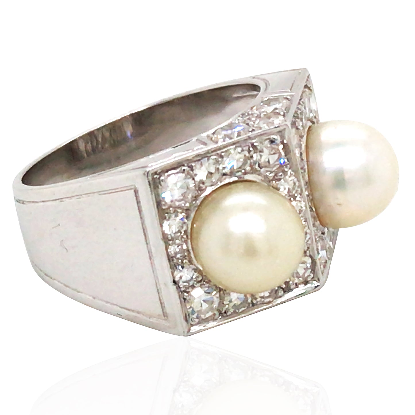 18K Gold Natural Pearl Diamond Ring, LFG