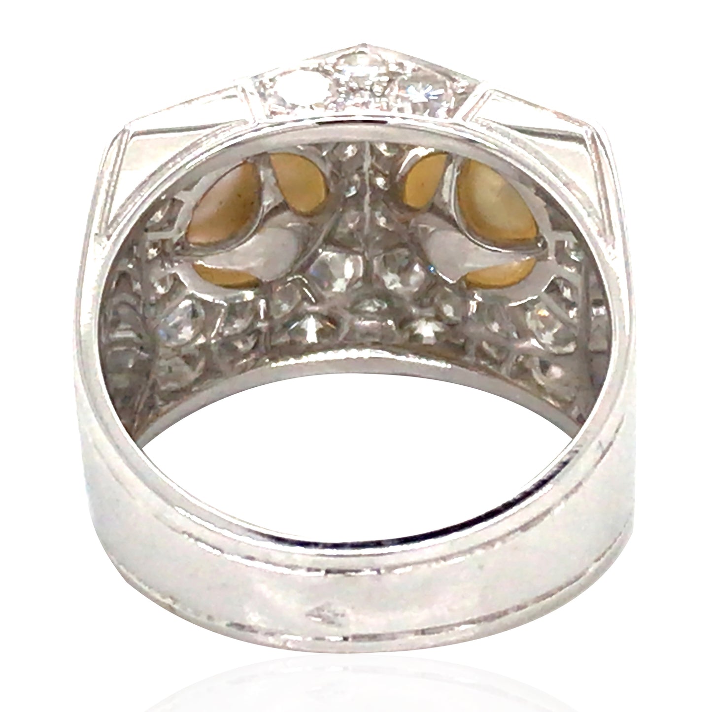 18K Gold Natural Pearl Diamond Ring, LFG