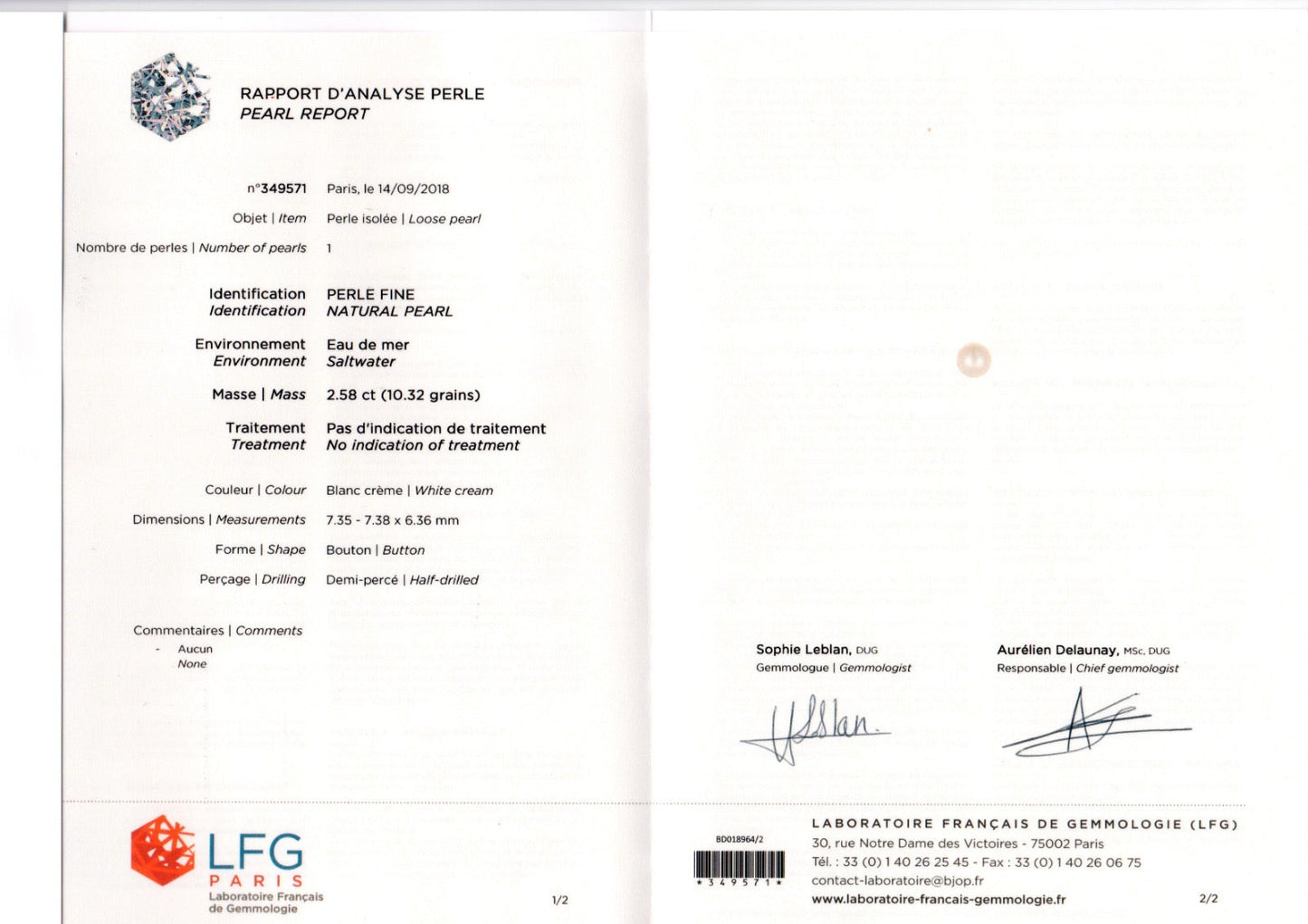 18K Gold Natural Pearl Diamond Ring, LFG Lueur Jewelry