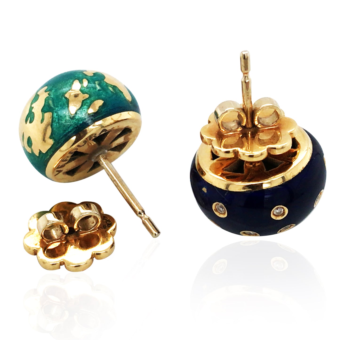 Verdura, 18K Gold Enamel Diamond Night & Day Earrings