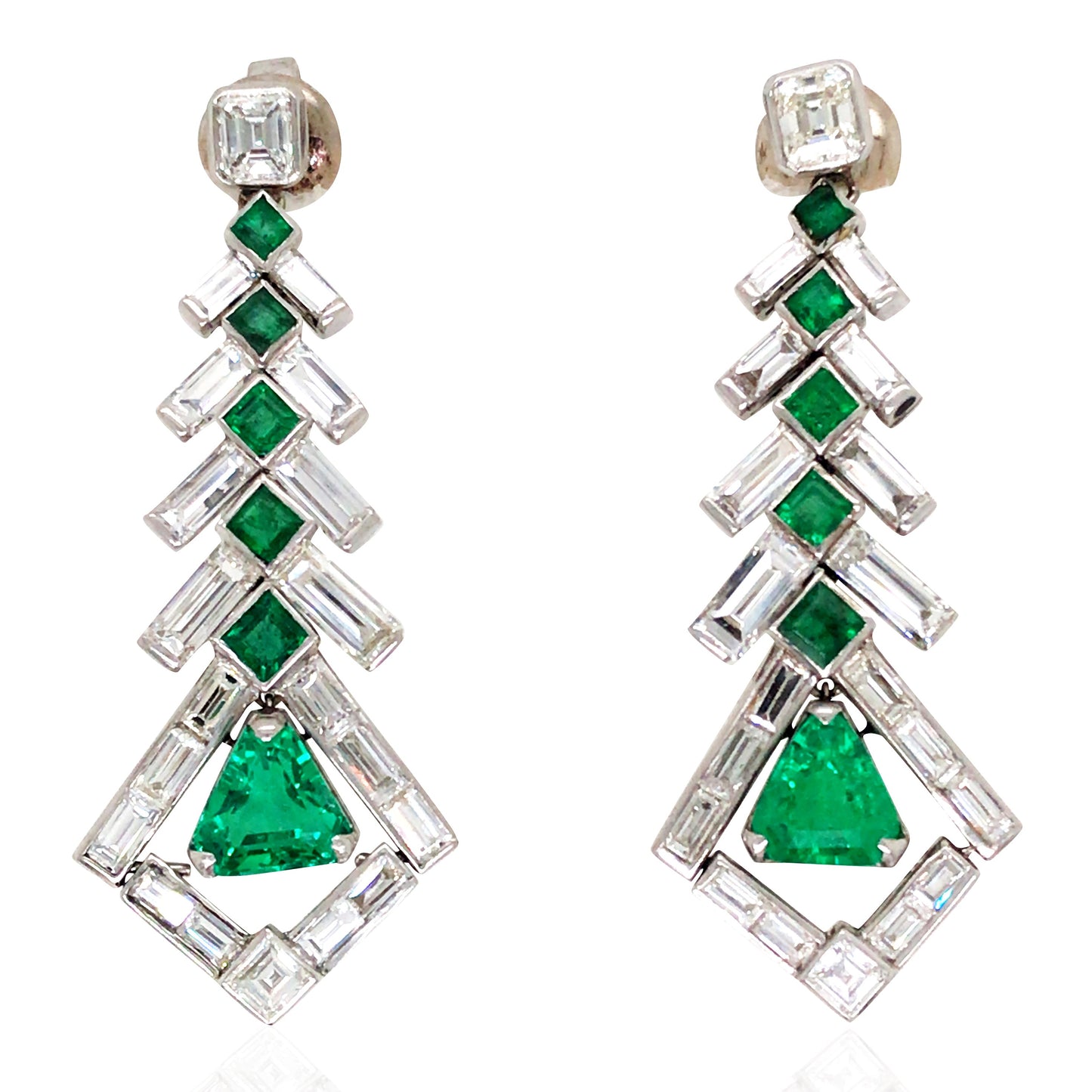 14K Gold Colombia Insignificant Emerald Diamond Earrings, AGL Lueur Jewelry