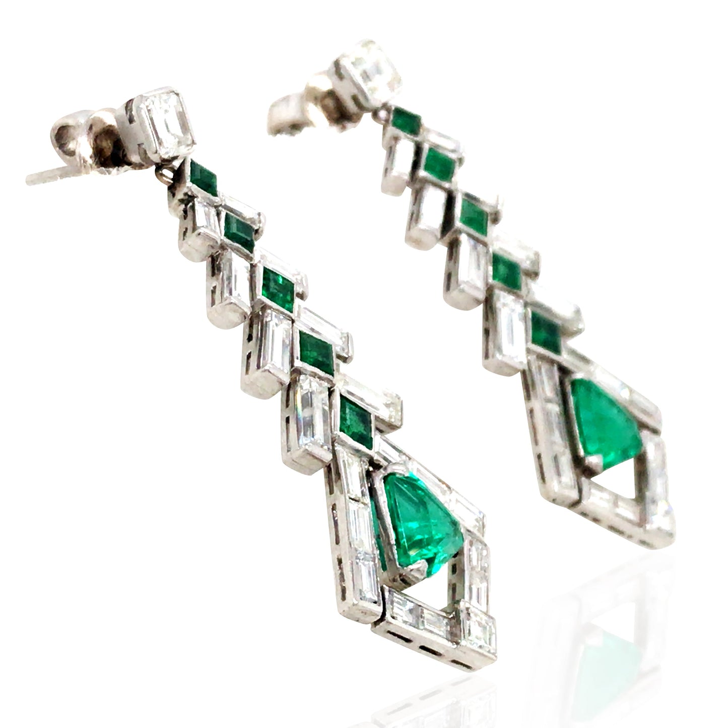 14K Gold Colombia Insignificant Emerald Diamond Earrings, AGL Lueur Jewelry
