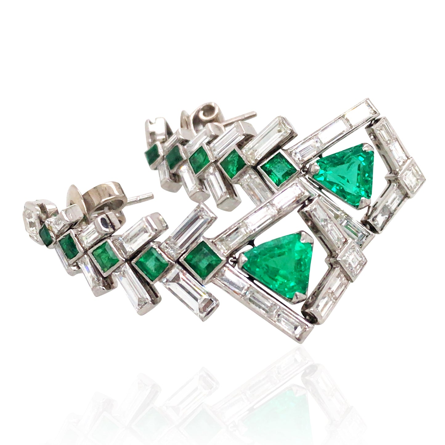 14K Gold Colombia Insignificant Emerald Diamond Earrings, AGL Lueur Jewelry