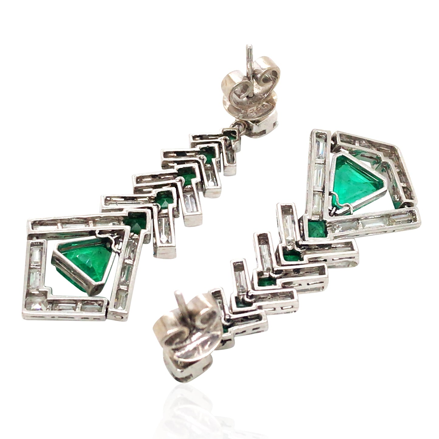 14K Gold Colombia Insignificant Emerald Diamond Earrings, AGL Lueur Jewelry