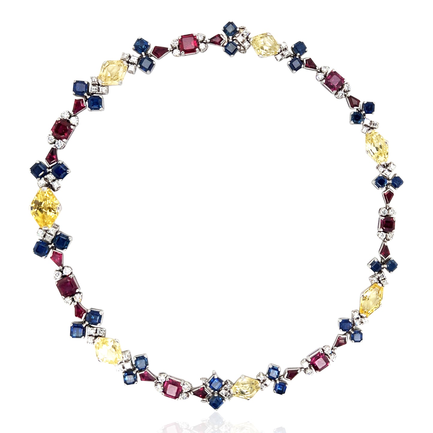 Oscar Heyman, Platinum Gemstone Diamond Necklace, GIA