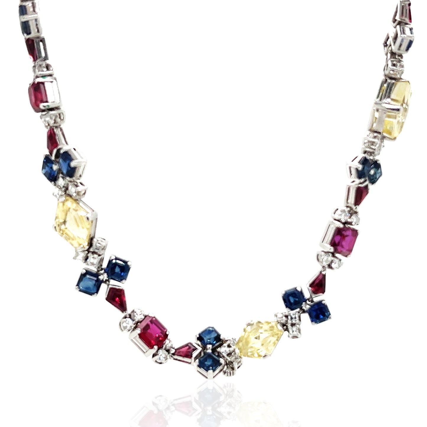 Oscar Heyman, Platinum Gemstone Diamond Necklace, GIA