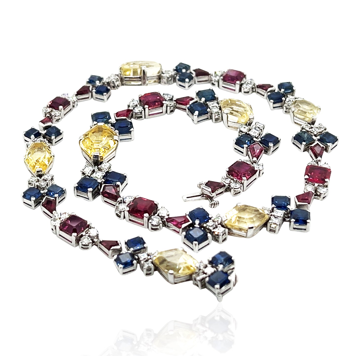 Oscar Heyman, Platinum Gemstone Diamond Necklace, GIA