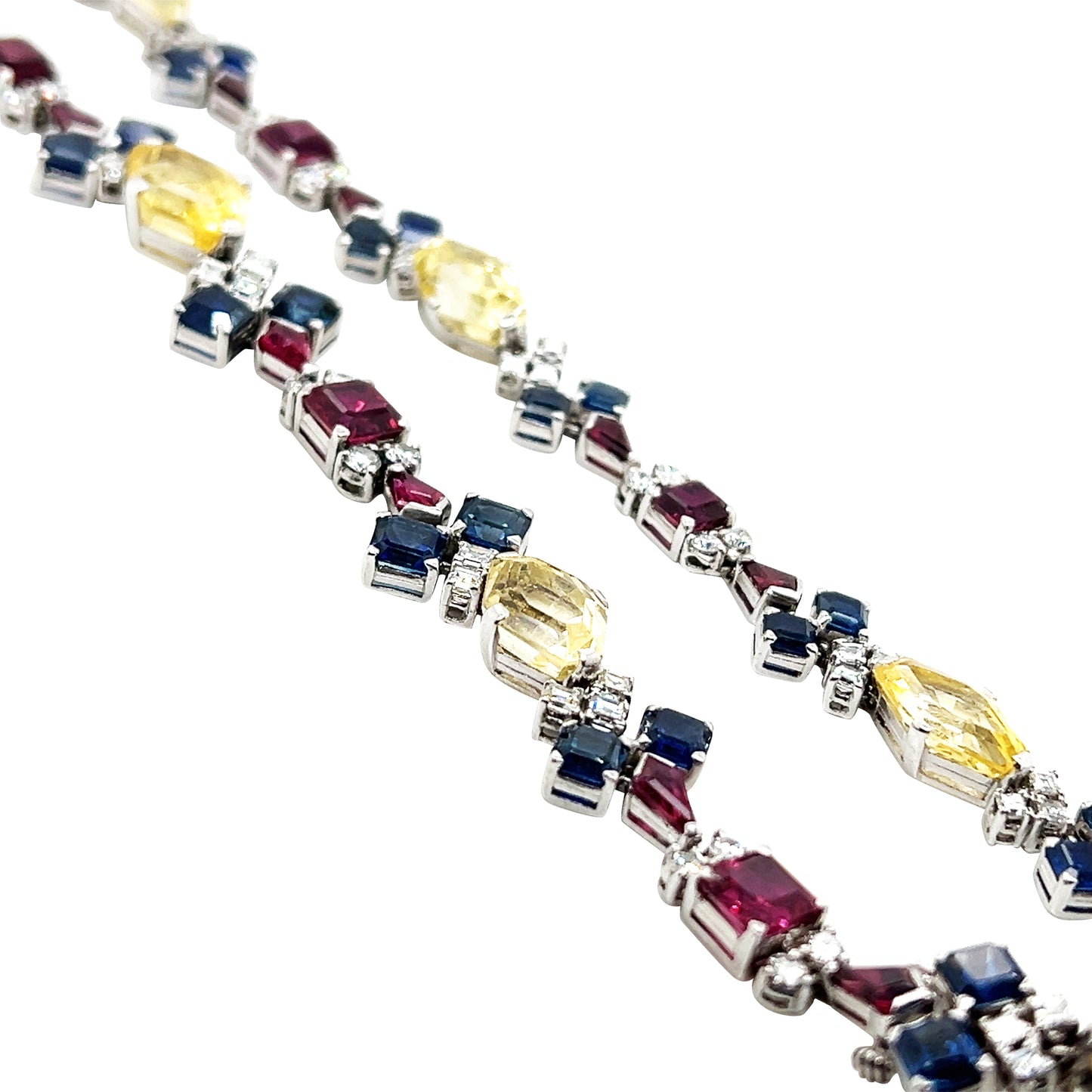 Oscar Heyman, Platinum Gemstone Diamond Necklace, GIA