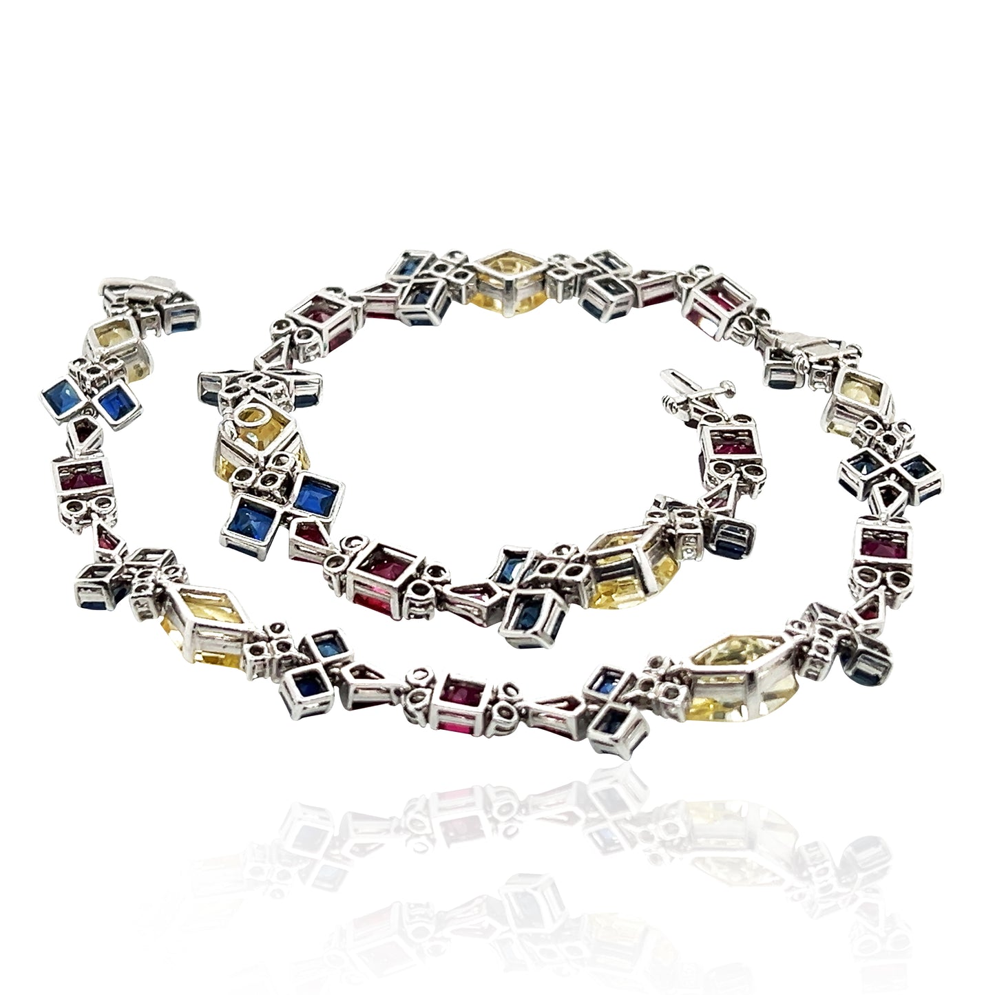 Oscar Heyman, Platinum Gemstone Diamond Necklace, GIA