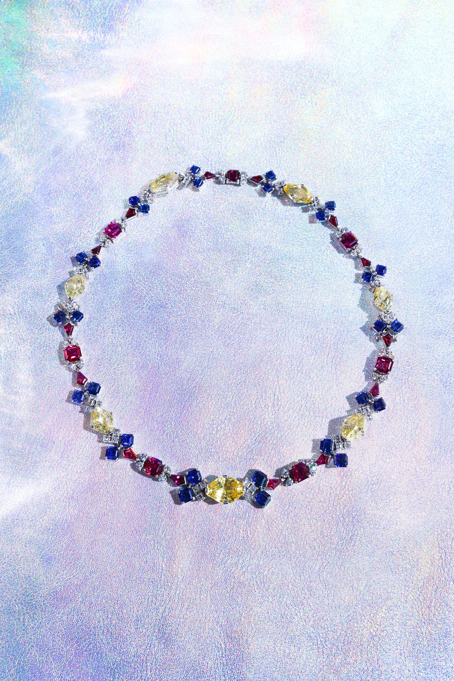Oscar Heyman, Platinum Gemstone Diamond Necklace, GIA
