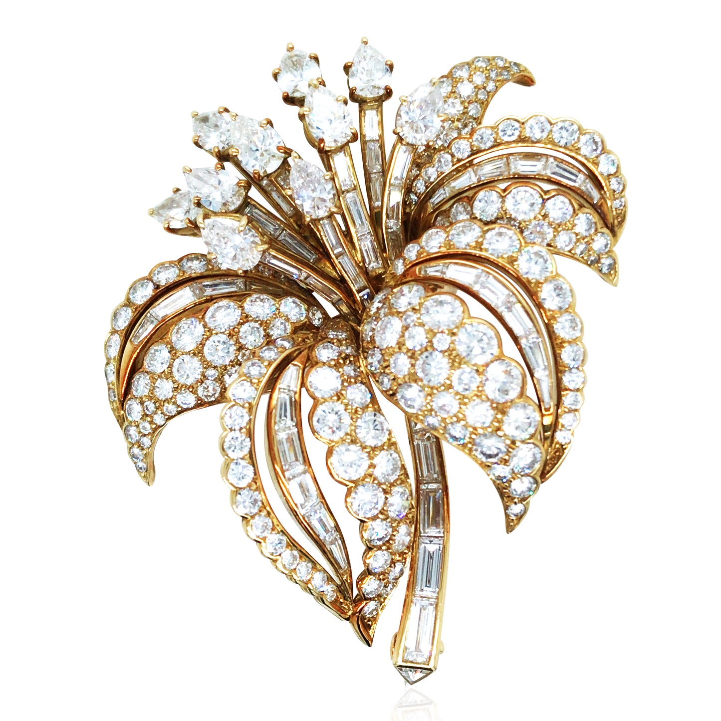 Cartier, 18K Gold Diamond Flower Brooch