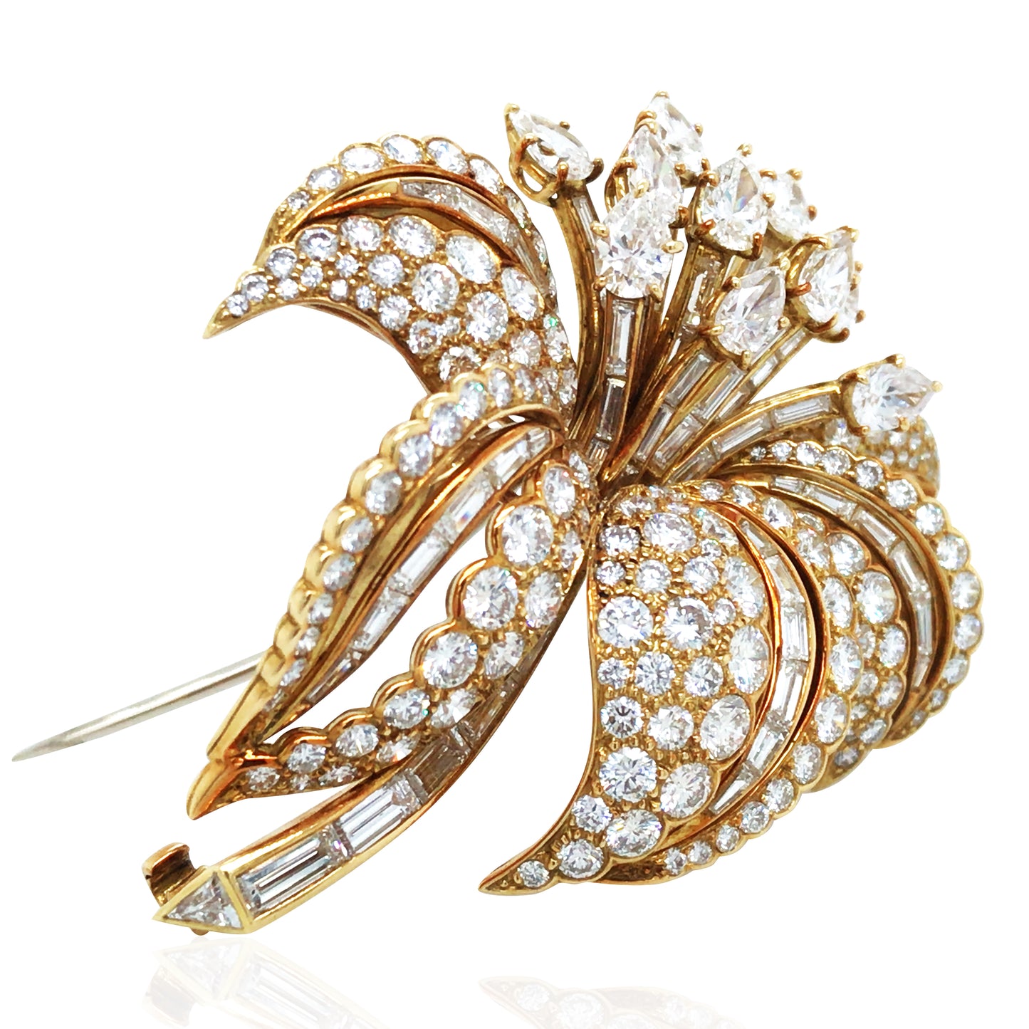 Cartier, 18K Gold Diamond Flower Brooch