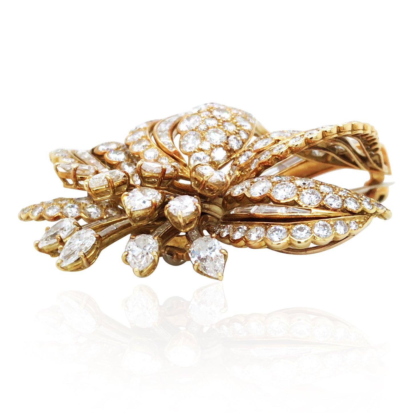 Cartier, 18K Gold Diamond Flower Brooch