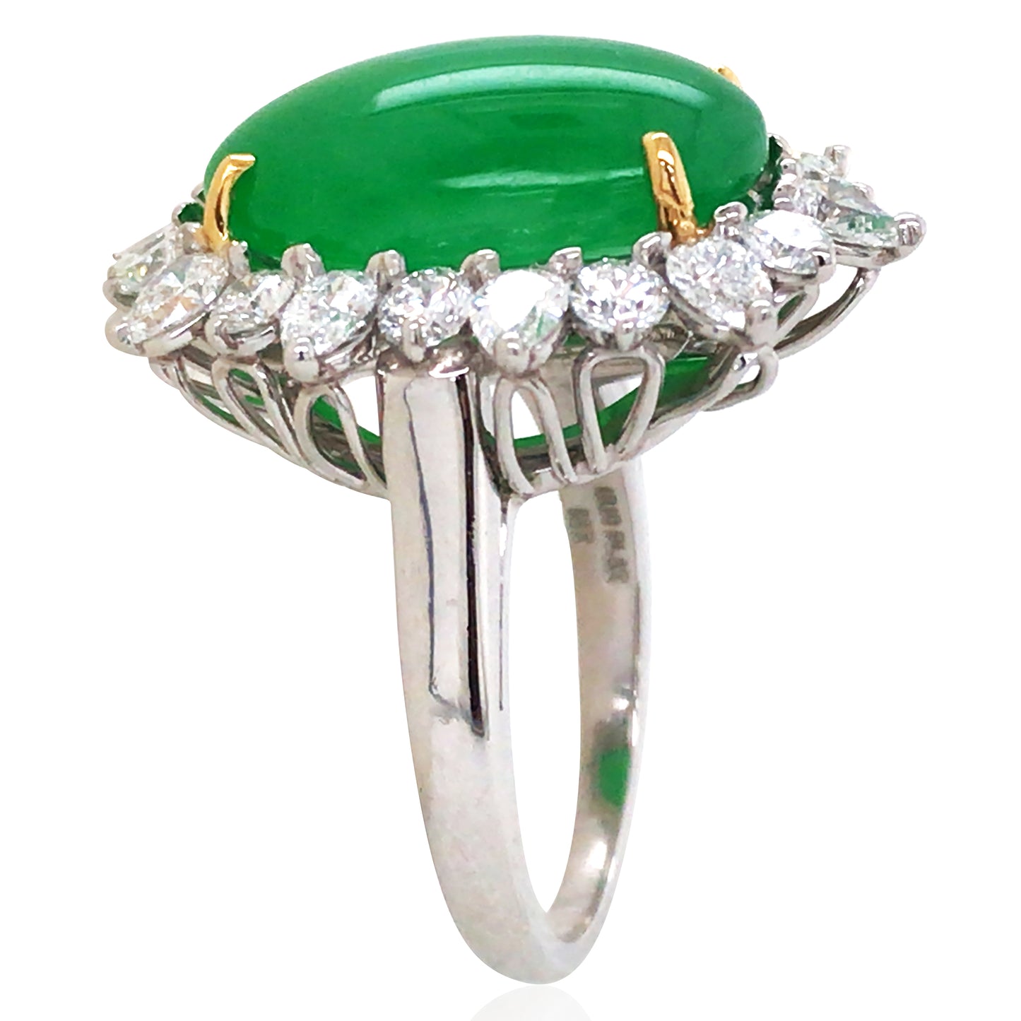 Platinum 22K Gold Jadeite Diamond Ring, GRS