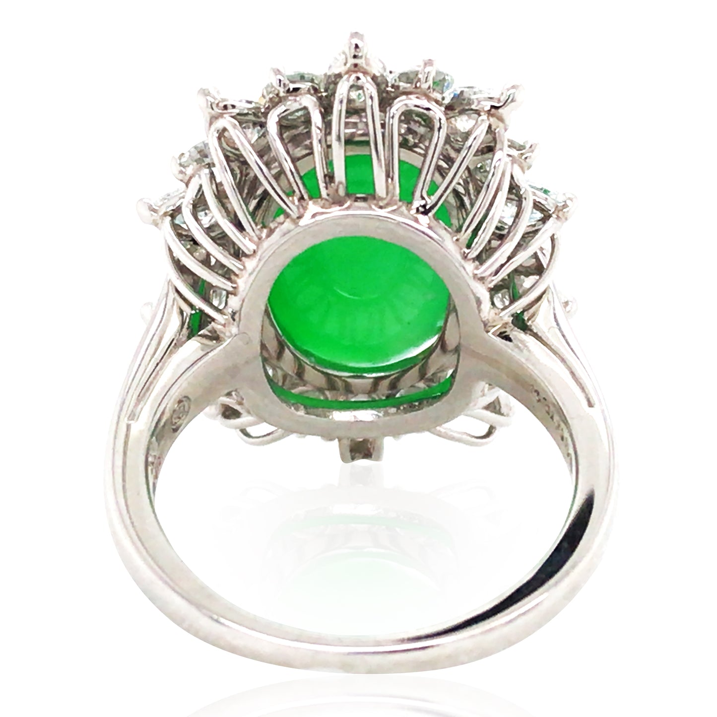 Platinum 22K Gold Jadeite Diamond Ring, GRS