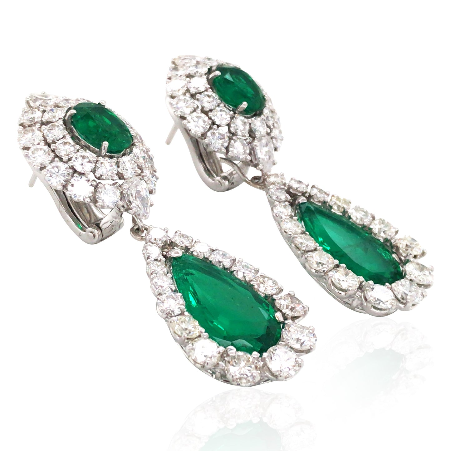 Van Cleef & Arpels, Platinum Emerald Diamond Earrings, AGL, SSEF VCA