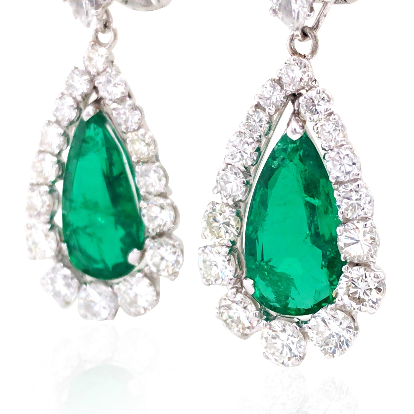 Van Cleef & Arpels, Platinum Emerald Diamond Earrings, AGL, SSEF VCA