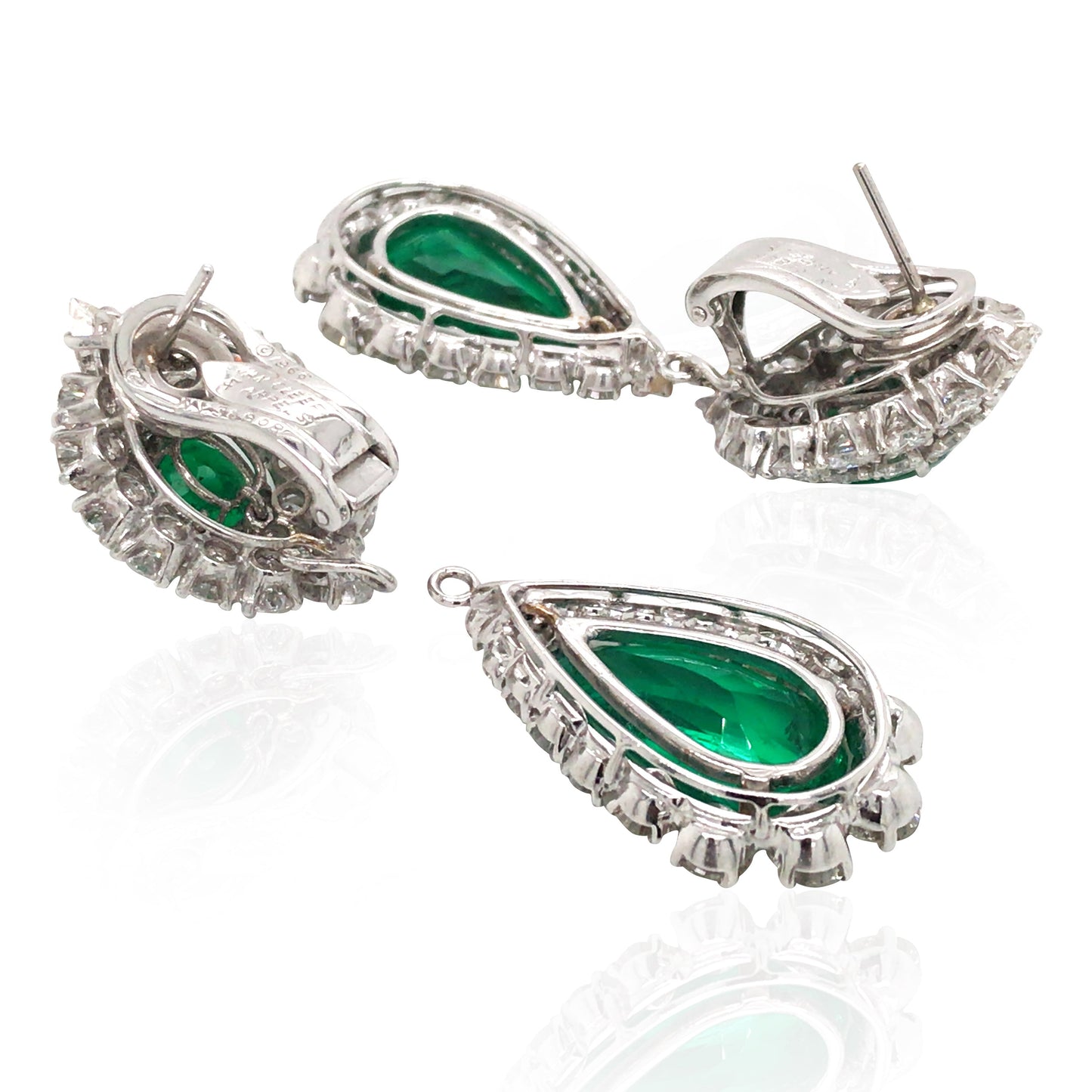 Van Cleef & Arpels, Platinum Emerald Diamond Earrings, AGL, SSEF VCA