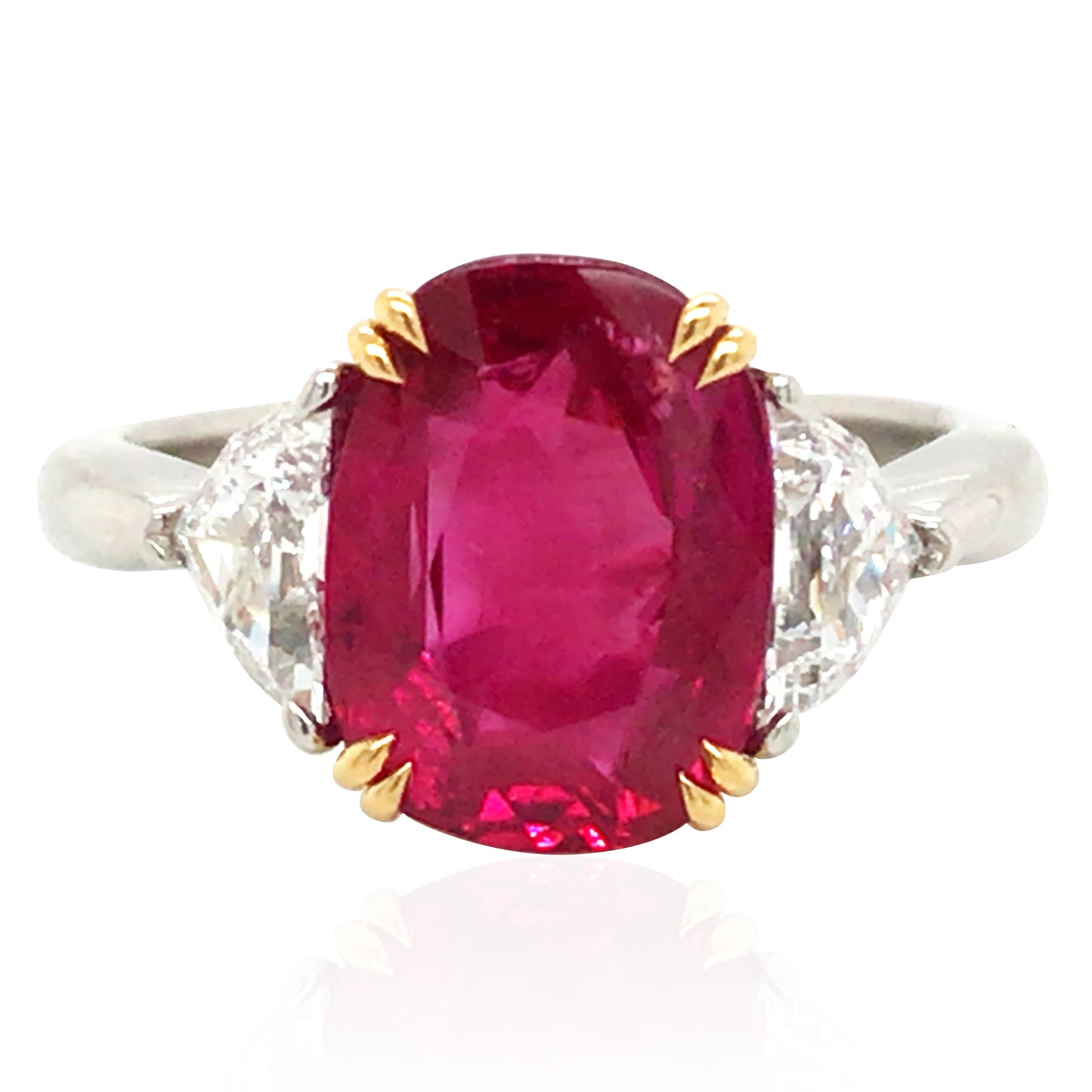 Platinum 4.32ct Burma no-heat Ruby Diamond Ring, AGL
