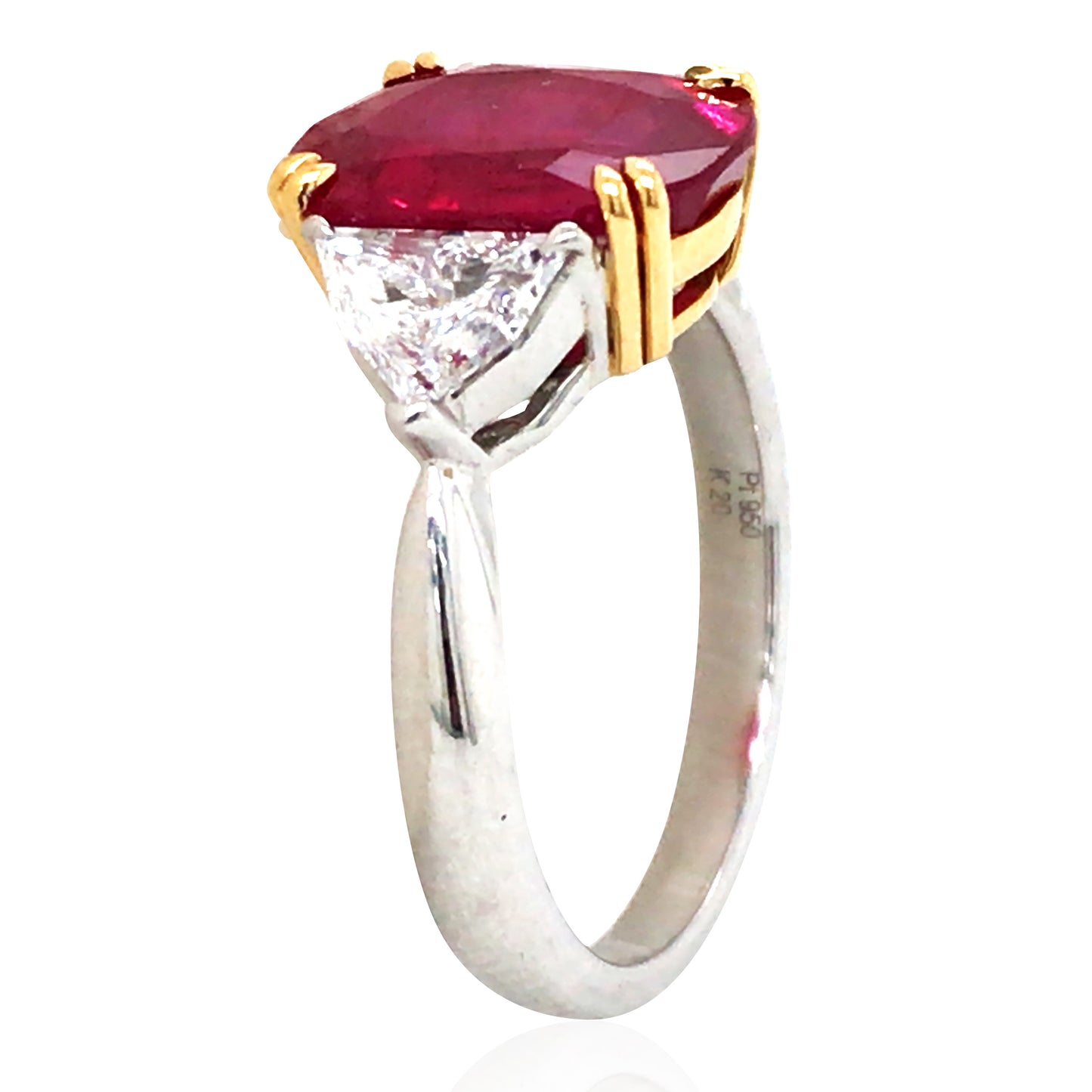Platinum 4.32ct Burma no-heat Ruby Diamond Ring, AGL