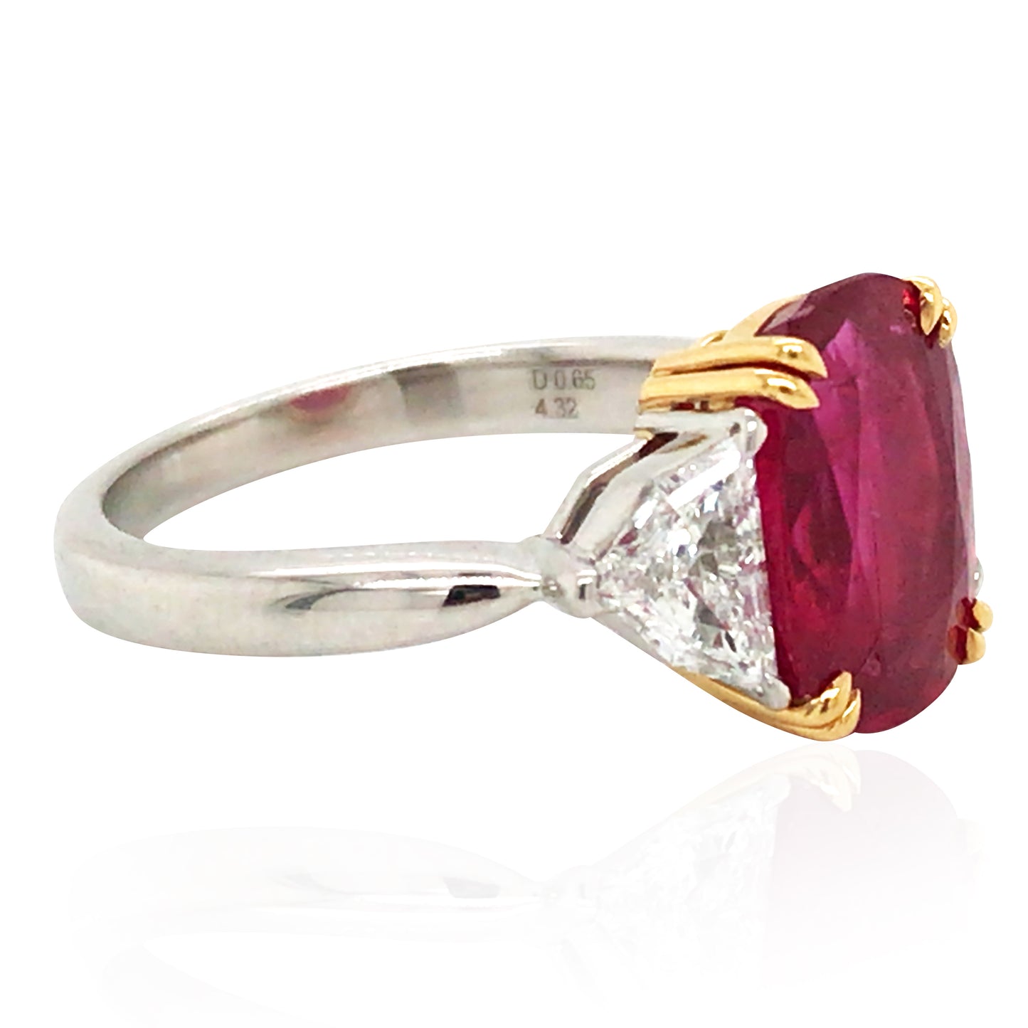 Platinum 4.32ct Burma no-heat Ruby Diamond Ring, AGL