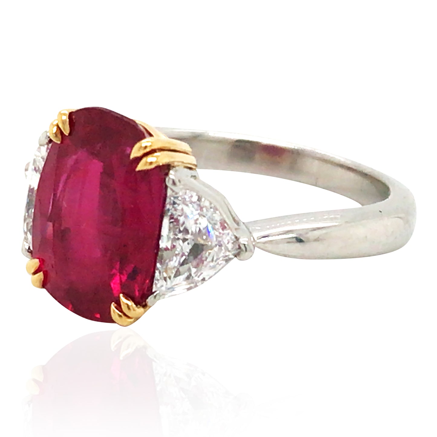 Platinum 4.32ct Burma no-heat Ruby Diamond Ring, AGL