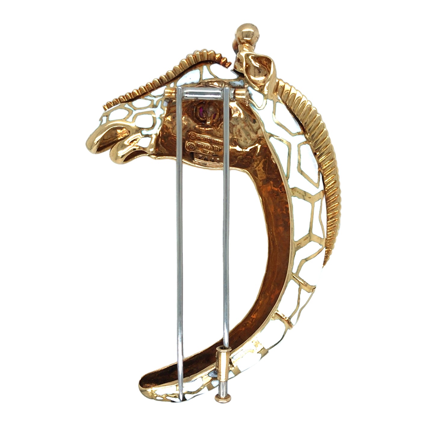 David Webb, Platinum 18K Gold Enamel Ruby Brooch David Webb