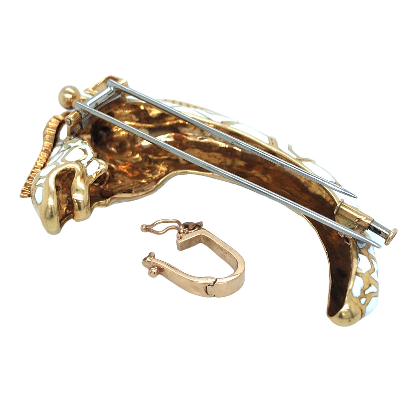 David Webb, Platinum 18K Gold Enamel Ruby Brooch David Webb