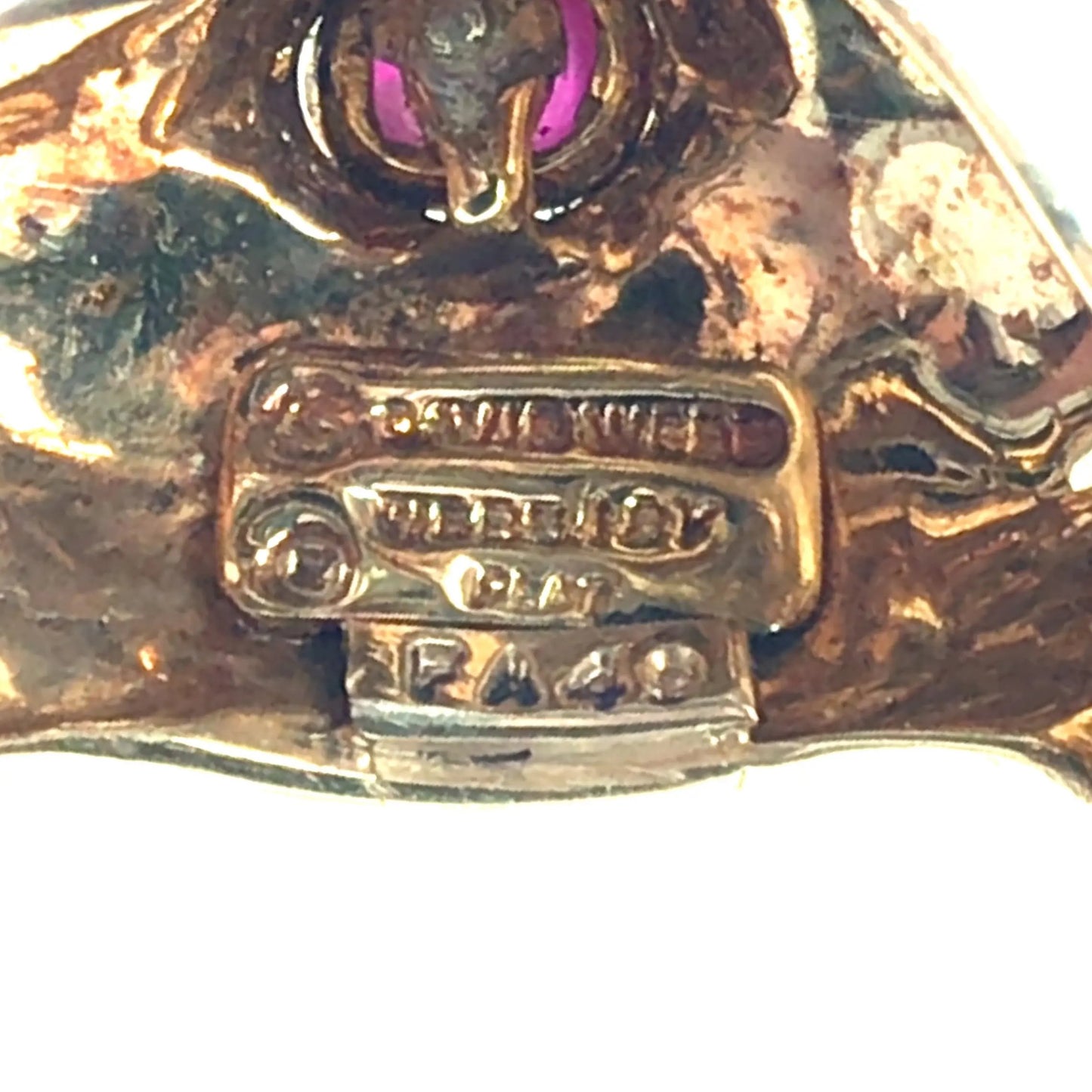 David Webb, Platinum 18K Gold Enamel Ruby Brooch David Webb