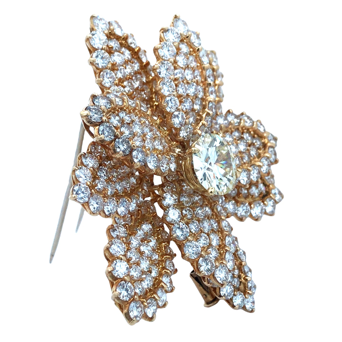 18K Gold Diamond Flower Brooch