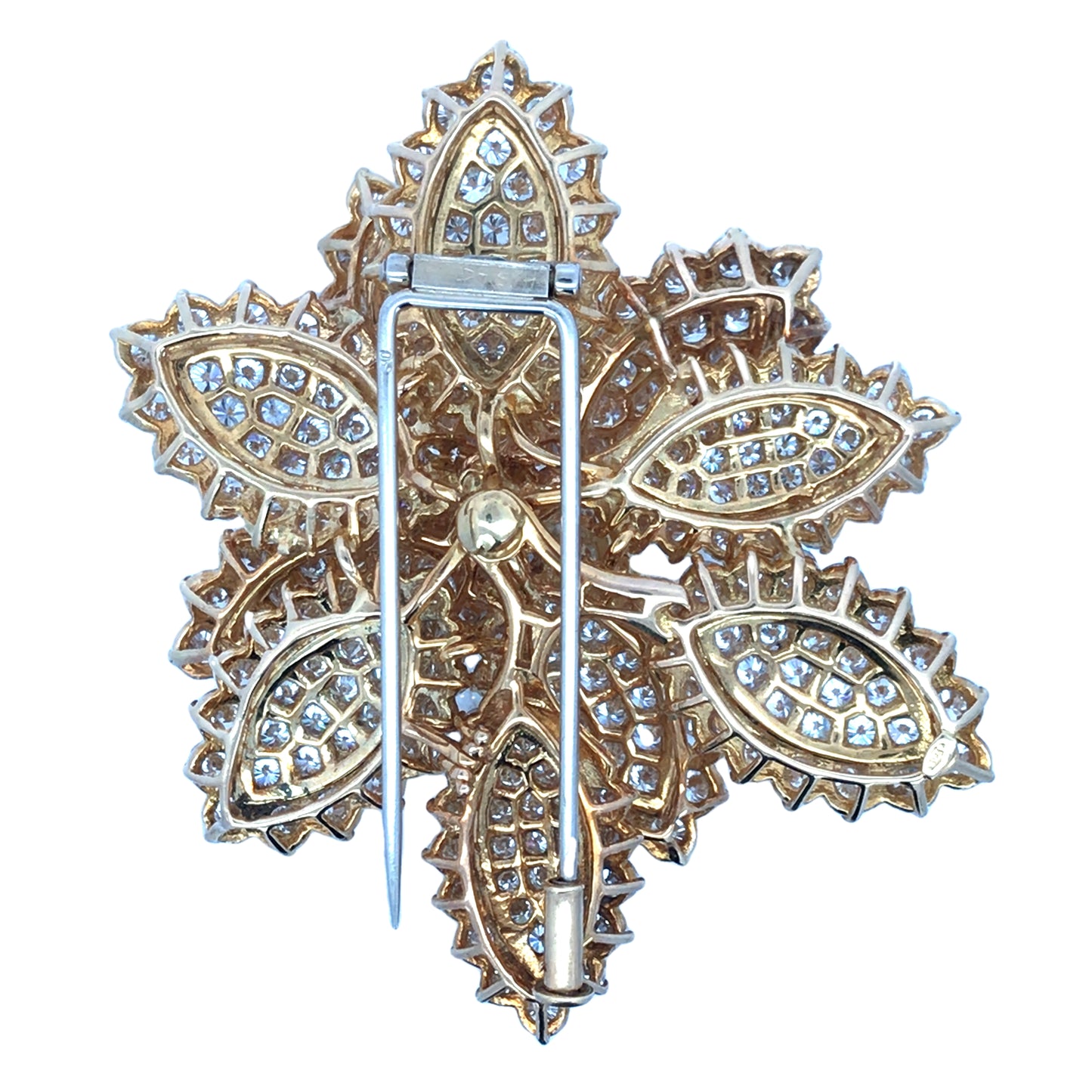 18K Gold Diamond Flower Brooch
