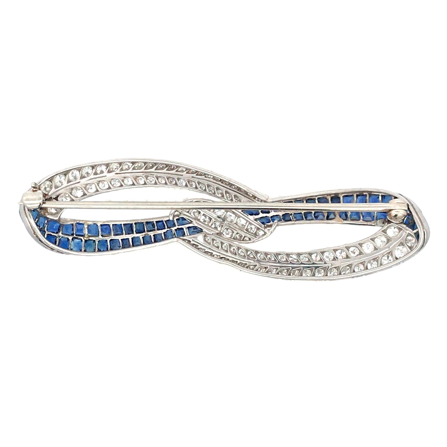 Sapphire Diamond Bow Brooch Lueur Jewelry