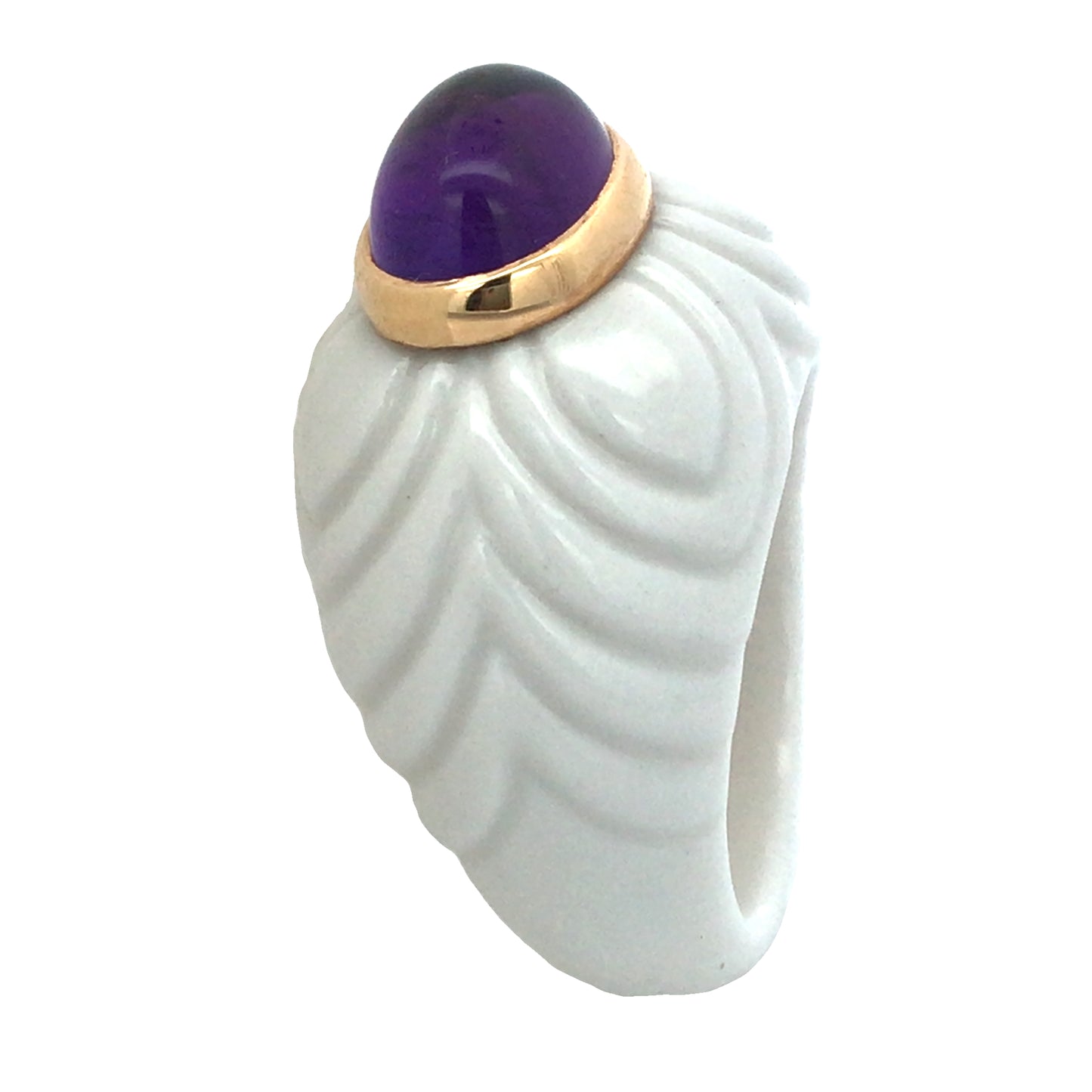 Bvlgari, 18K Gold Amethyst Ceramic Ring