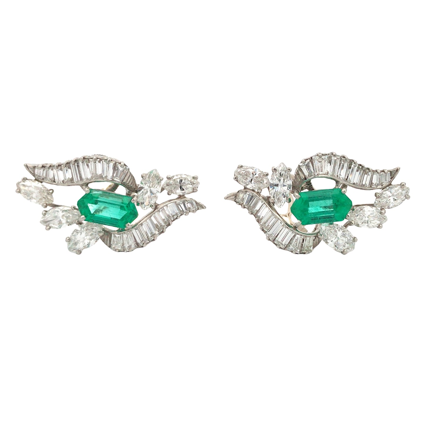 Oscar Heyman, Emerald Diamond Earrings