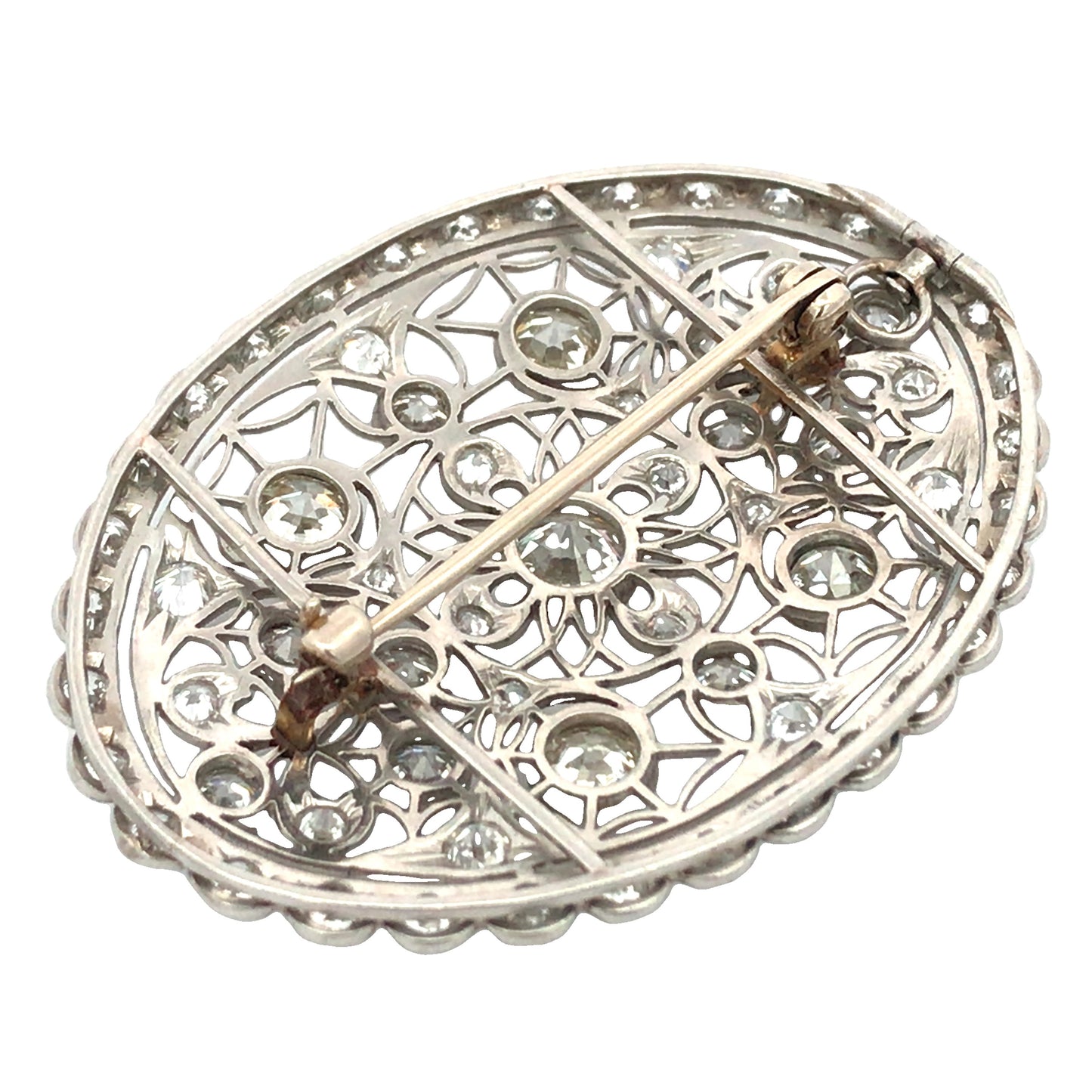 Edwardian Platinum Diamond Brooch Lueur Jewelry