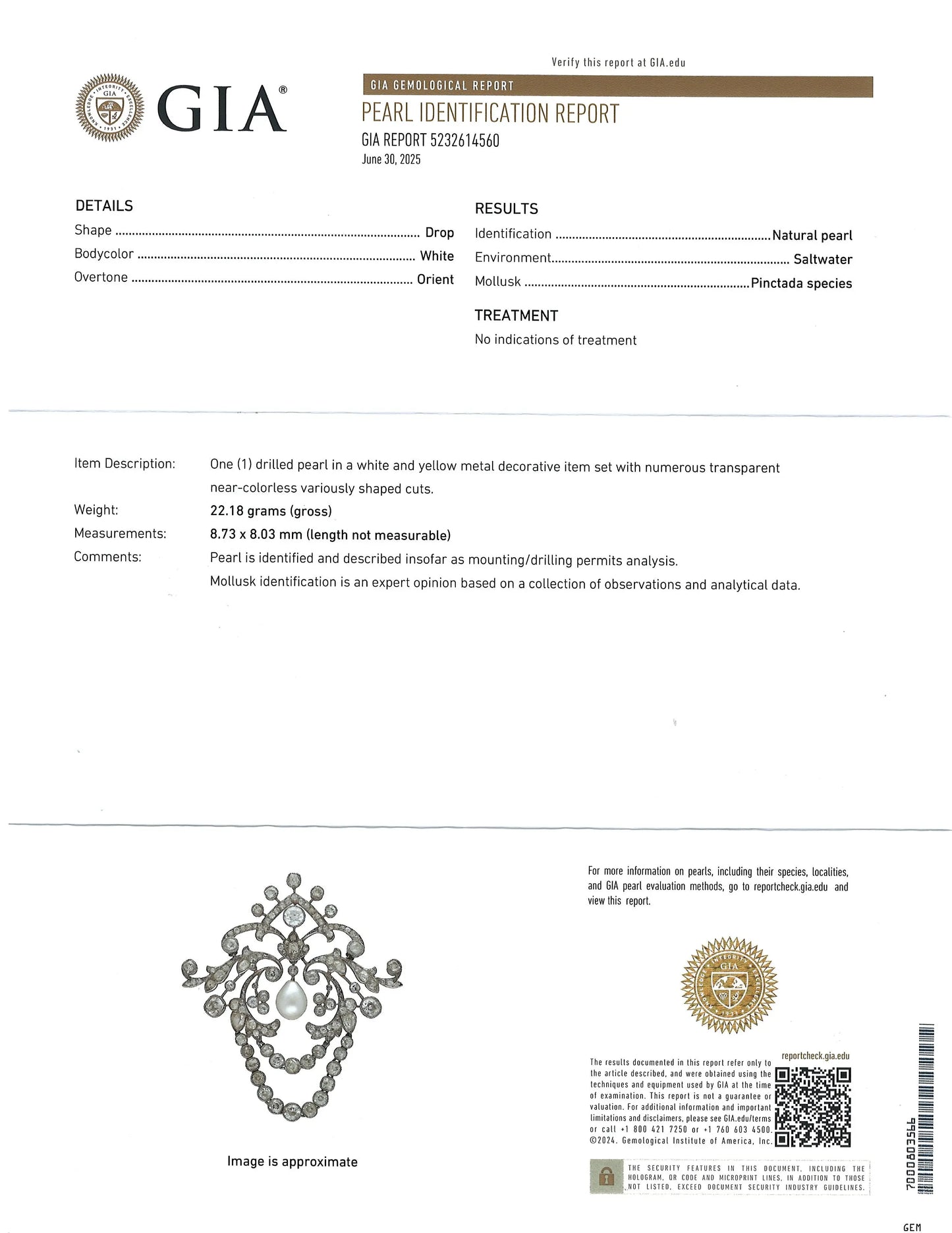 Platinum Diamond Pearl Brooch Lueur Jewelry