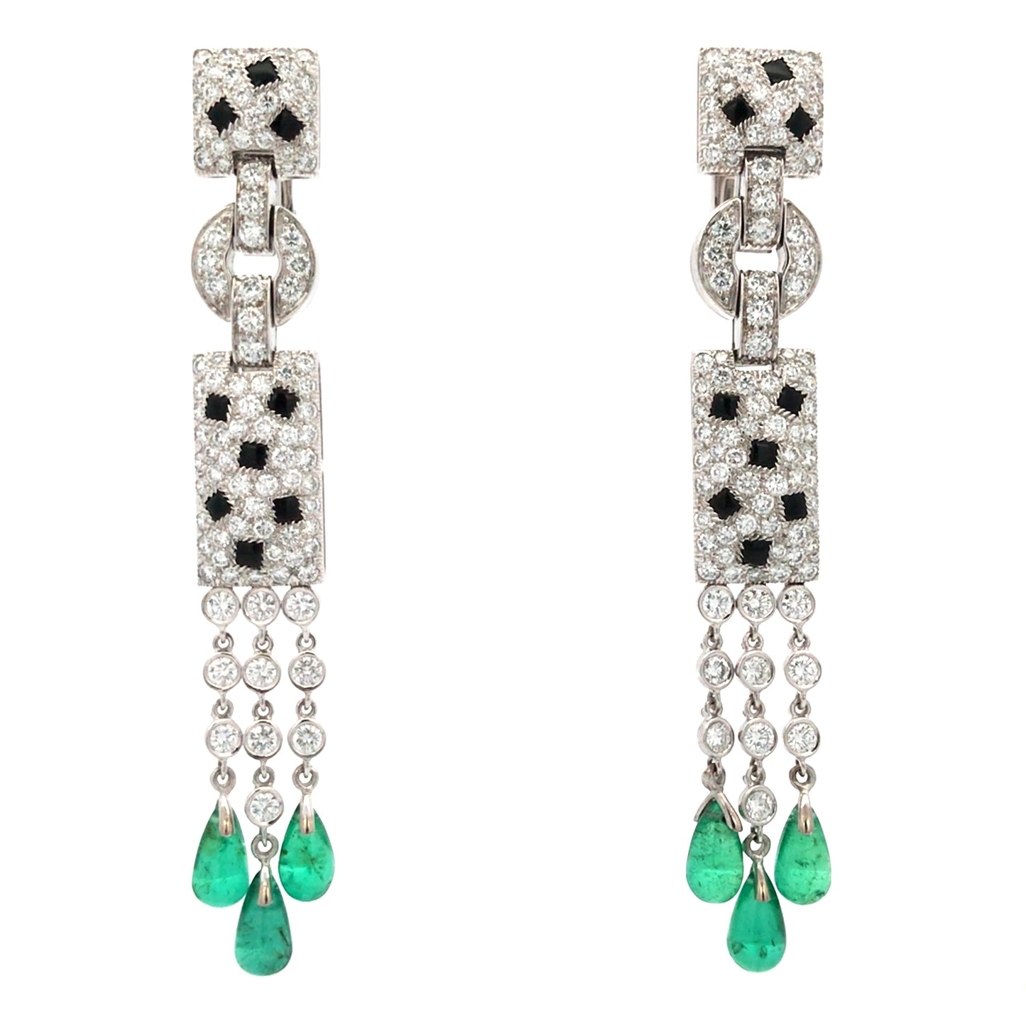 Cartier, 18K Gold Diamond Gemstone Panthere Earrings Cartier