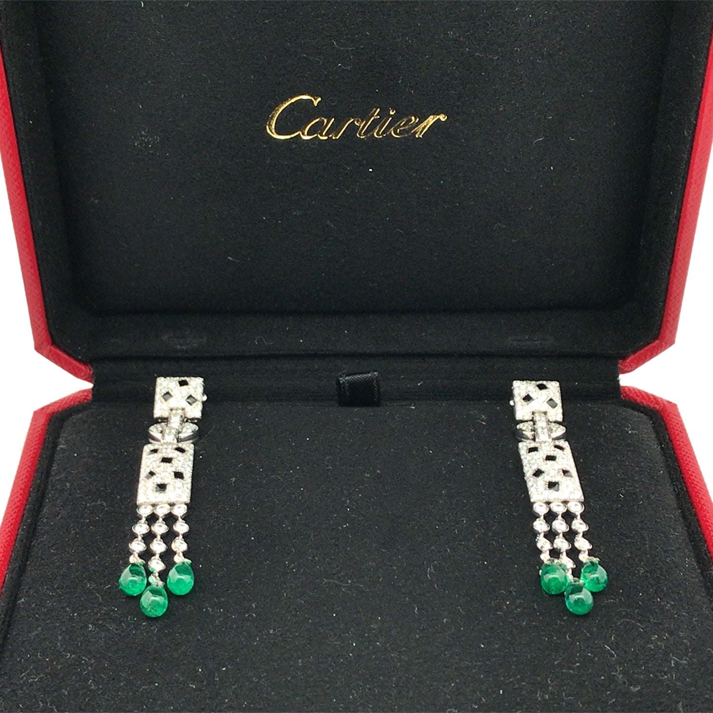 Cartier, 18K Gold Diamond Gemstone Panthere Earrings Cartier