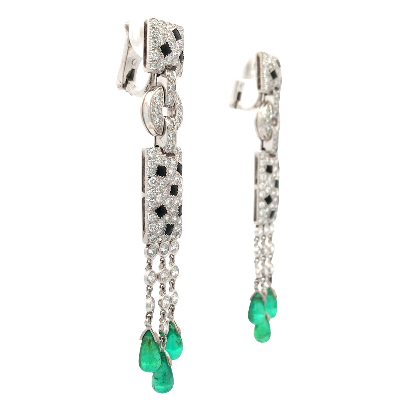 Cartier, 18K Gold Diamond Gemstone Panthere Earrings Cartier