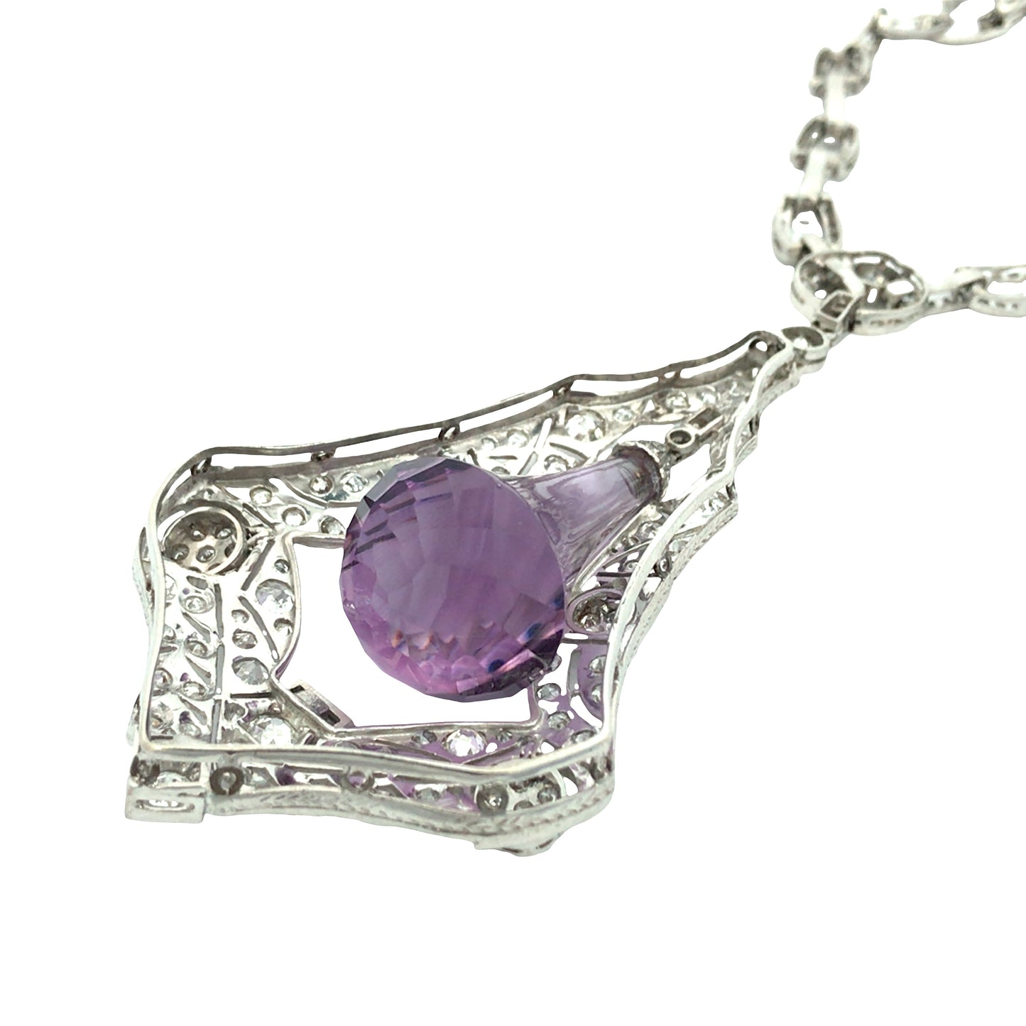 18K Gold Amethyst Diamond Pendant Necklace Lueur Jewelry