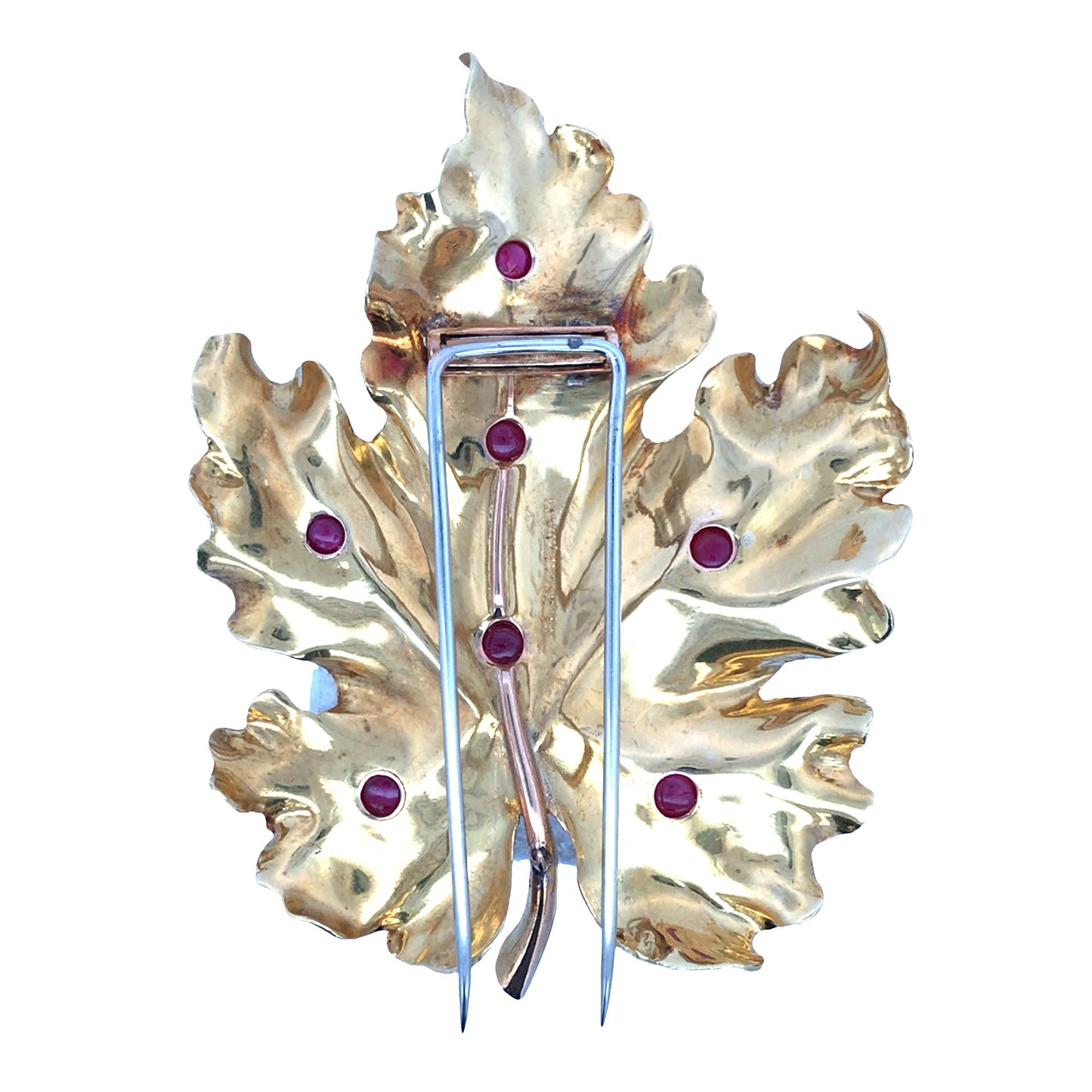 Buccellati, 18K Gold Ruby Leaf Brooch Buccellati